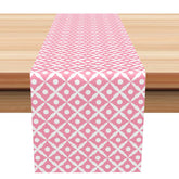 Lofaris Pink White Repeat Pattern Dining Fabric Table Runner